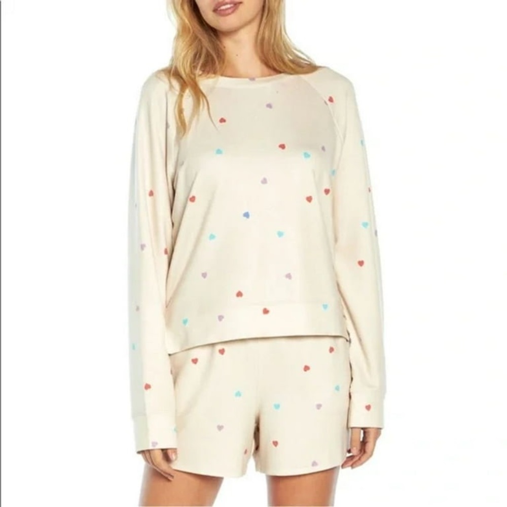 NWT Wildfox Cream Multicolor Heart top - Picture 1 of 10